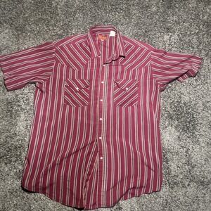 Plains Western Wear Pearl Snap Shirt Men's L Short Sleeve Plaid grey/red